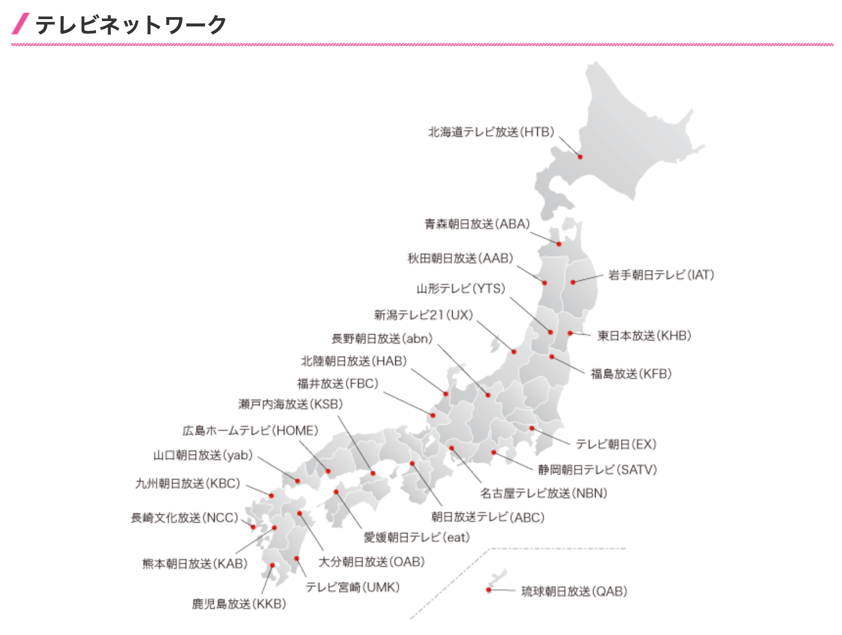 朝日系列　放送地区